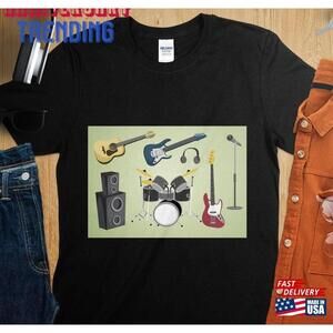 Music Lover S Dream Tshirt Guitar Drum Set Microphone Design Perfect Unisex